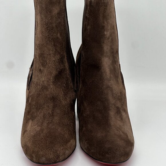Christian Louboutin TURELASTIC 85 Suede Chelsea Ankle Bootie Boots Heels - Picture 6 of 16